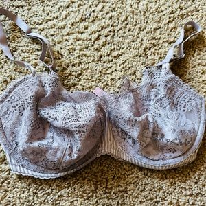 Victoria Secret Push Up Angels Bra W/O Padding Grey and White Pinstripe Bra